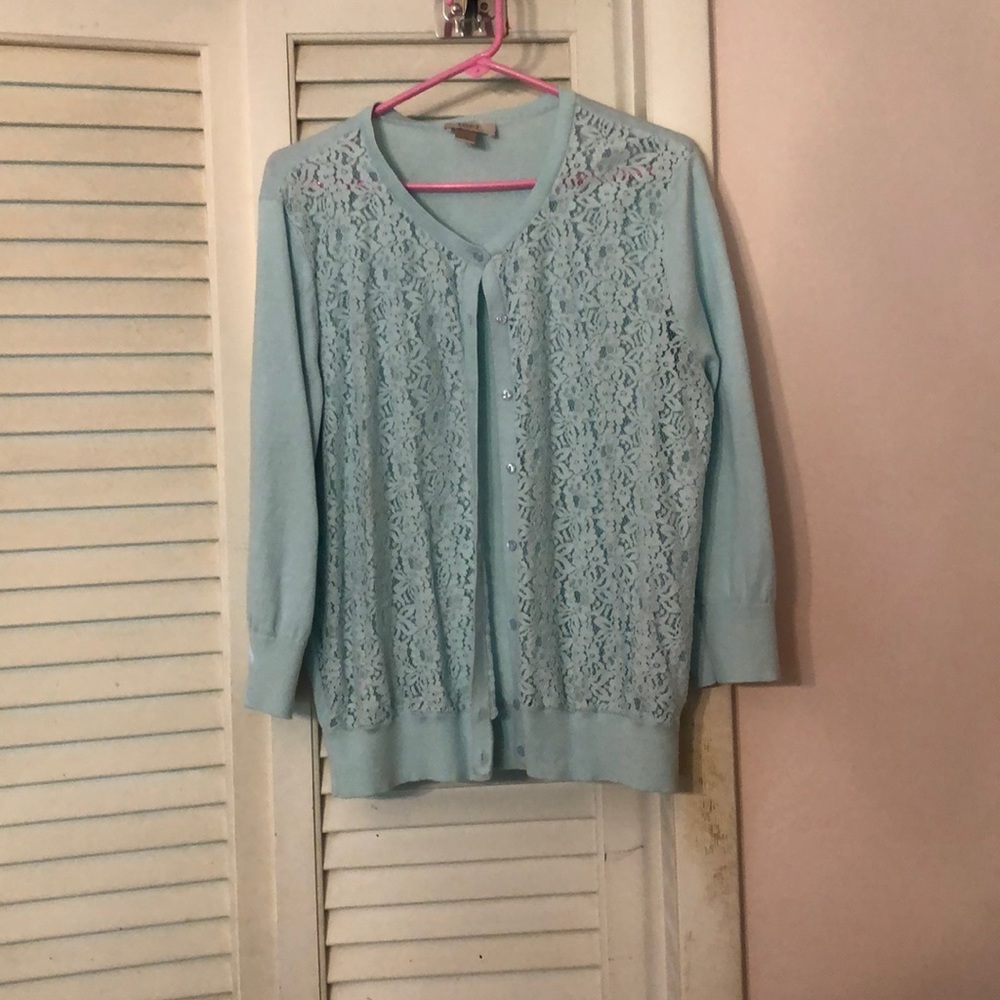 Loft lace button up sweater